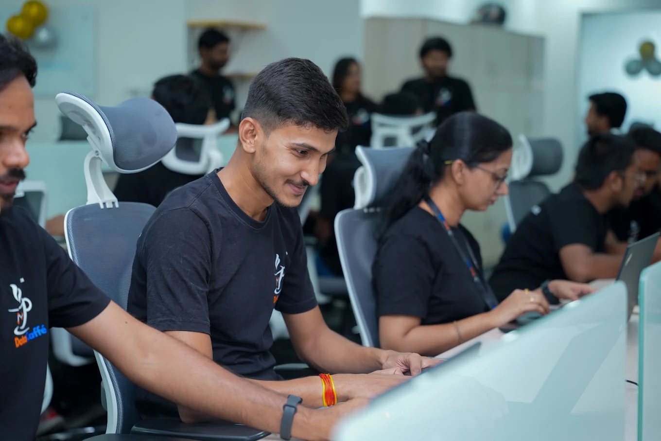 Engineers at work on the office floor