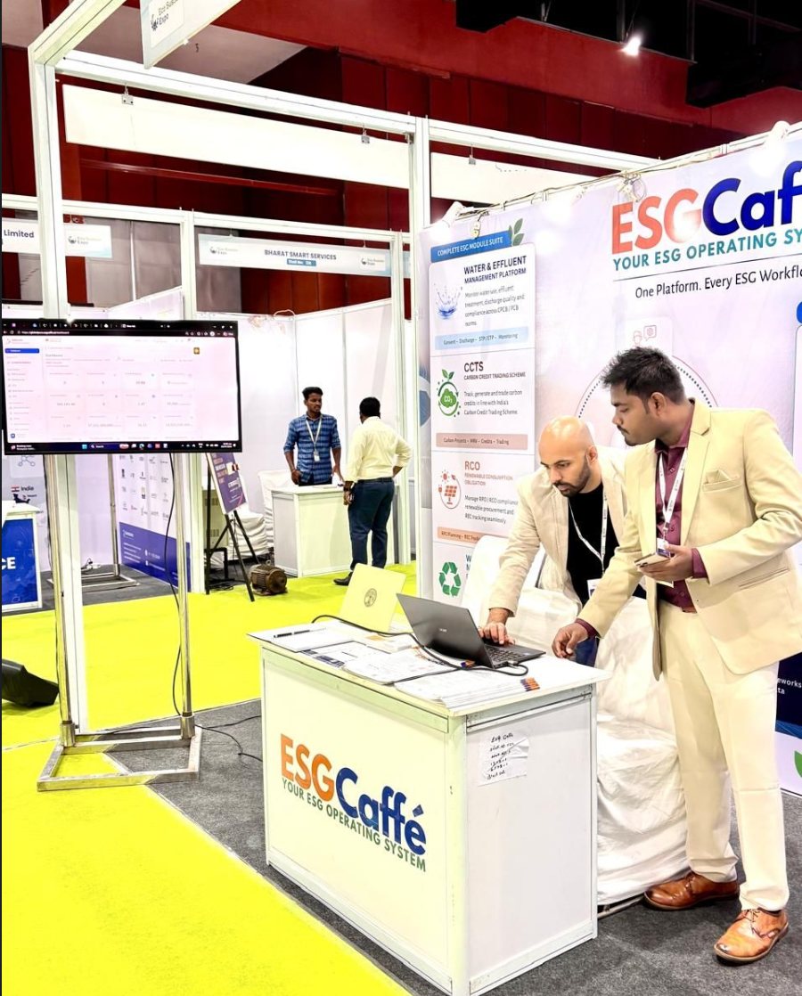 Presenting ESGCaffé at an expo stand